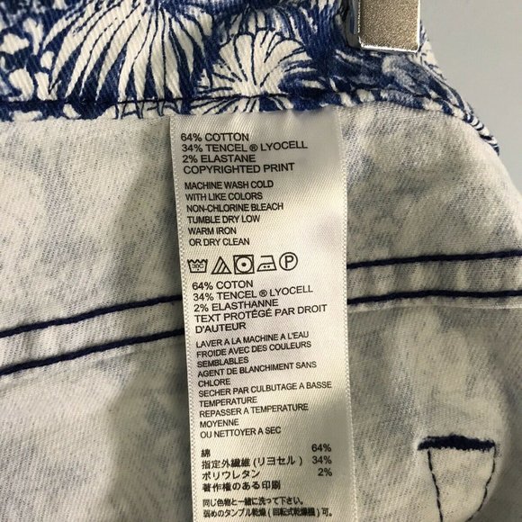 Tommy Bahama Women's Pants Size 8 Blue White Leaves Tropical Stretch - Picture 10 of 12